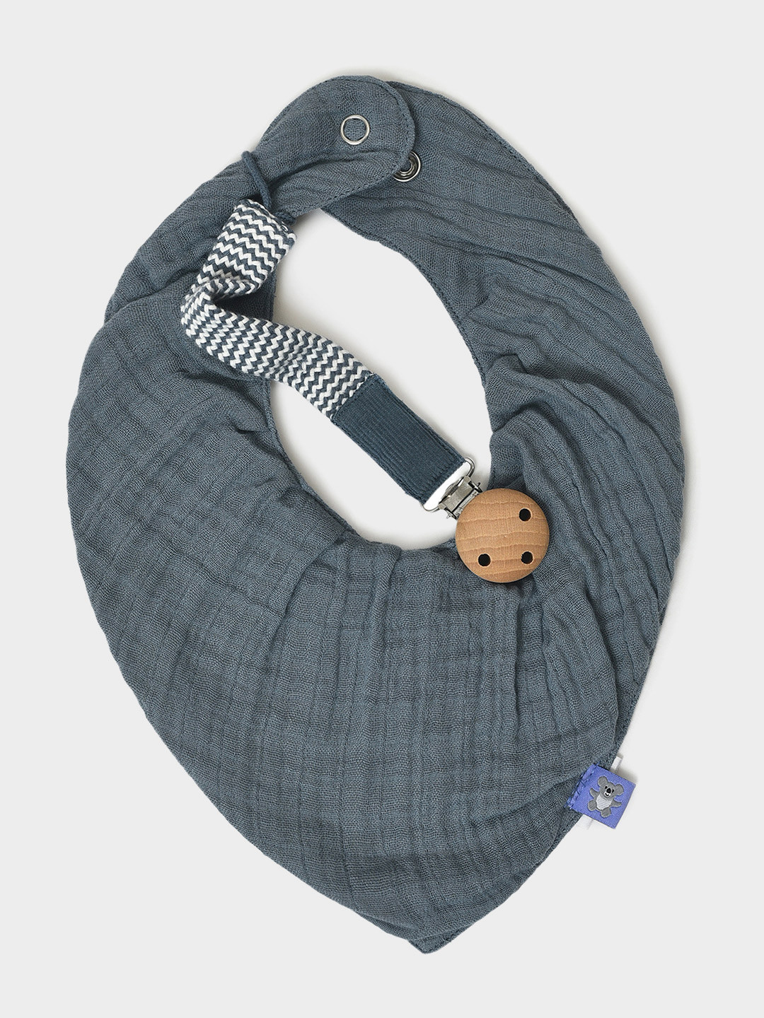 MiArcus 100% Cotton Muslin Dual Layer Drool Bib With Pacifier Band Set