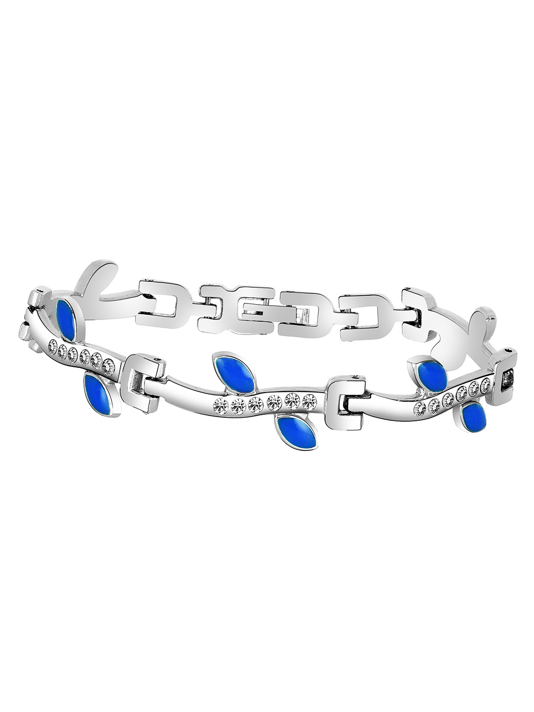 Mikado Silver-Plated Crystal Studded Link Bracelet