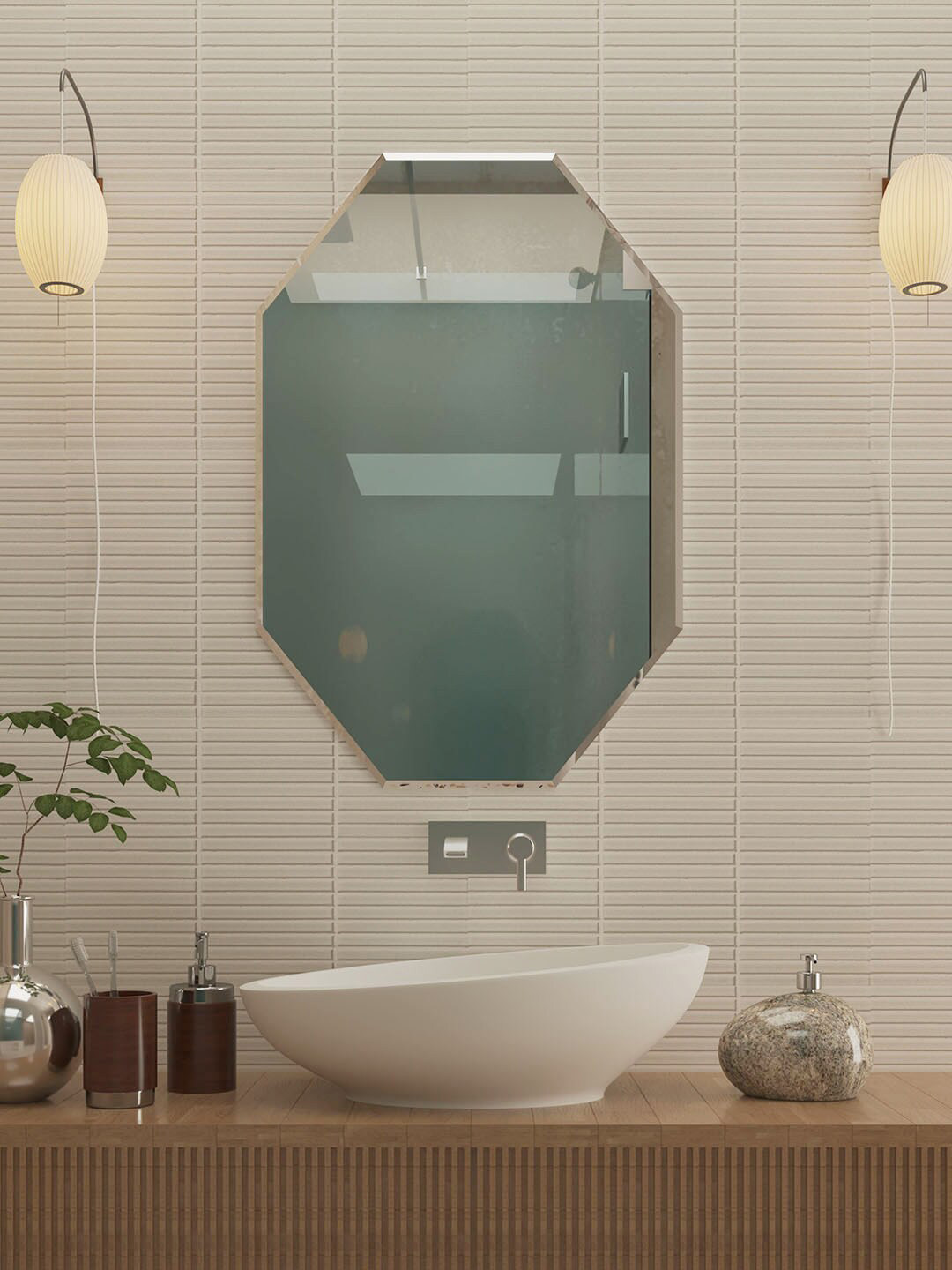 Art Street Transparent Glass Octagon Frameless Wall Mirror