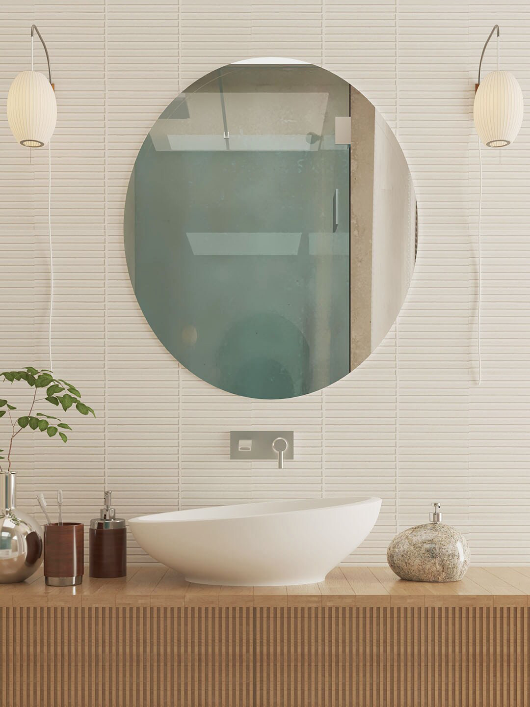 Art Street Transparent Glass Round Wall Mirror