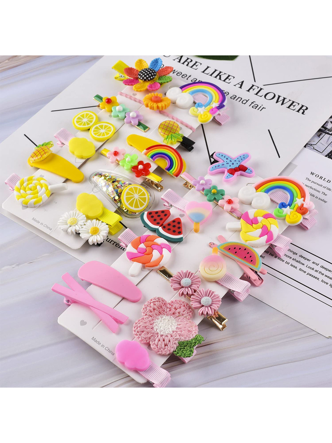 LYTIX Girls 14Pcs Beaded Unicorn Ice Cream Hair Accessory Set