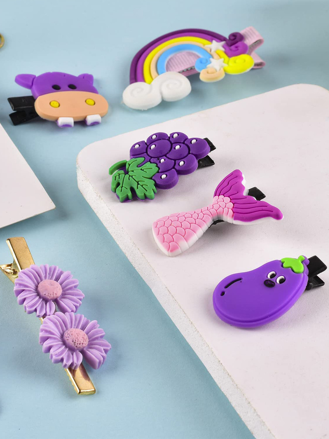 LYTIX Girls Set Of 14 Assorted Unicorn & Ice Cream Characters Alligator Hair Clips