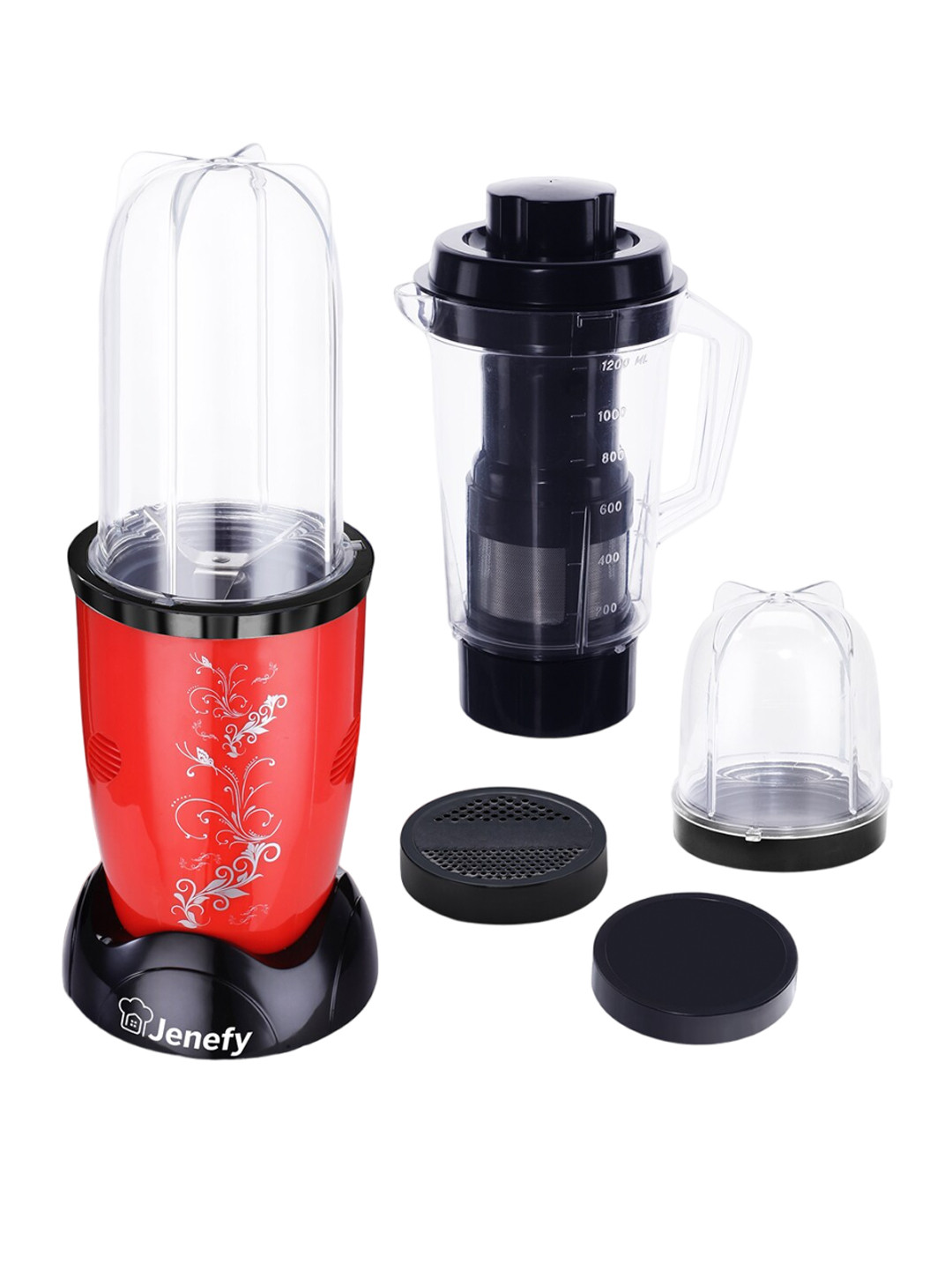 Jenefy Red Bullet Mixer Grinder Juicer Blender 400 W