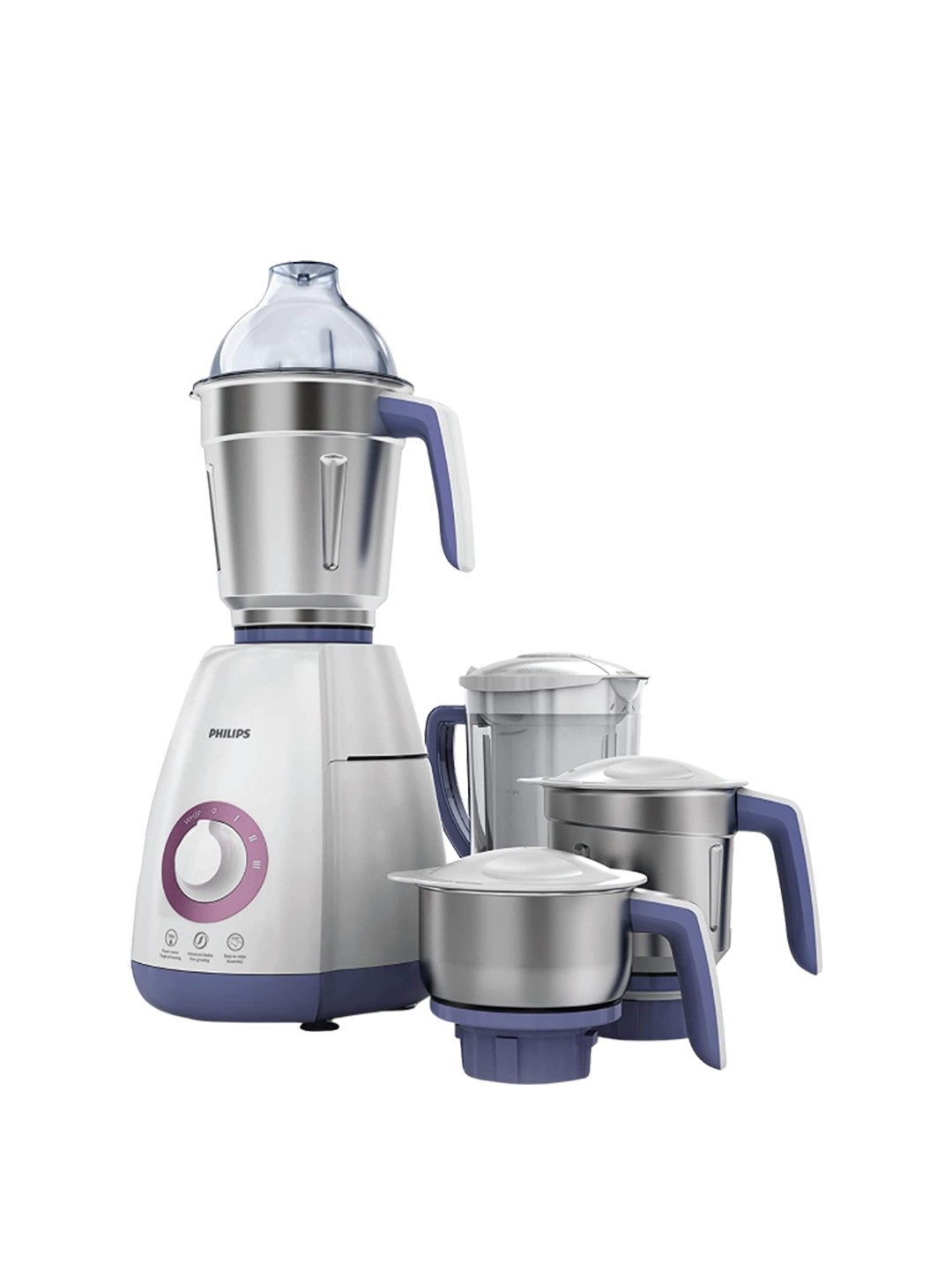 Philips Hl7701/00 Mg White Stainless Steel Anti-Drip 4 Jars Wet and Dry Grinder with Juicer-750W