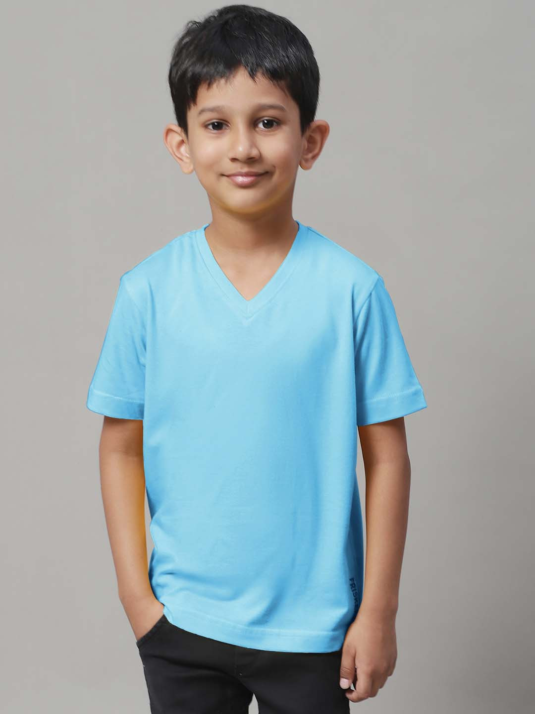 Friskers Boys V-Neck Pure Cotton Slim Fit T-shirt