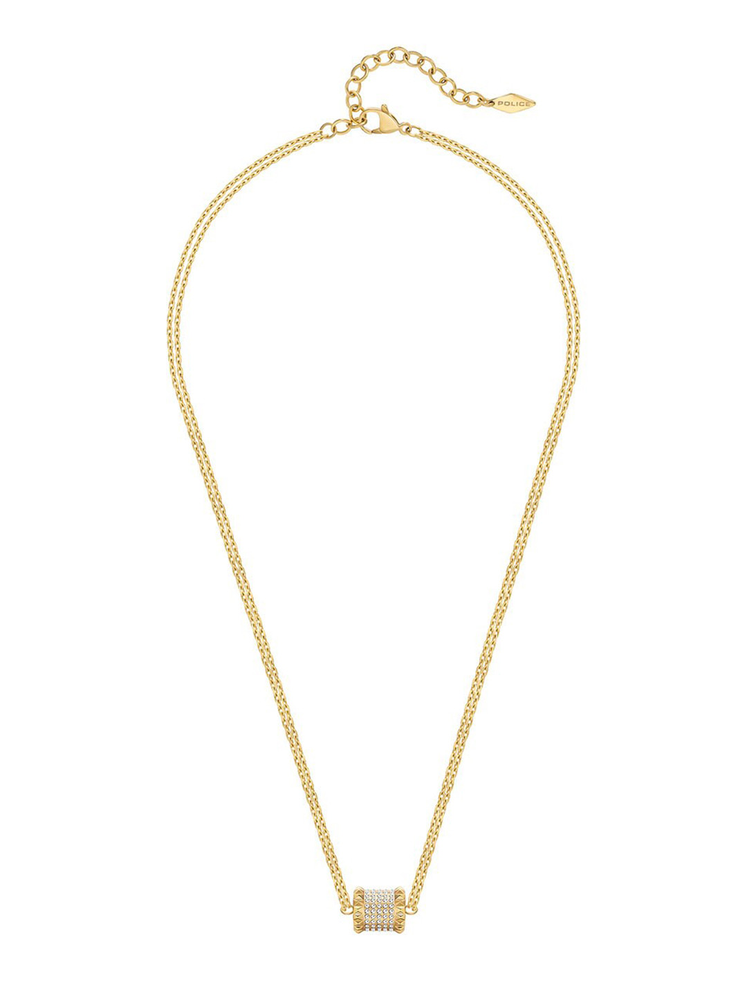 Police Gold-Plated Stone Studded Barrel Necklace