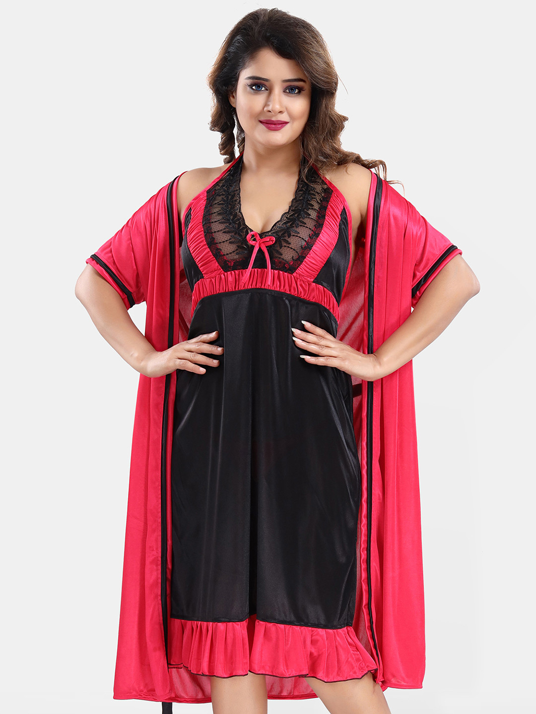 Be You Satin Wrap Nightdress With Robe