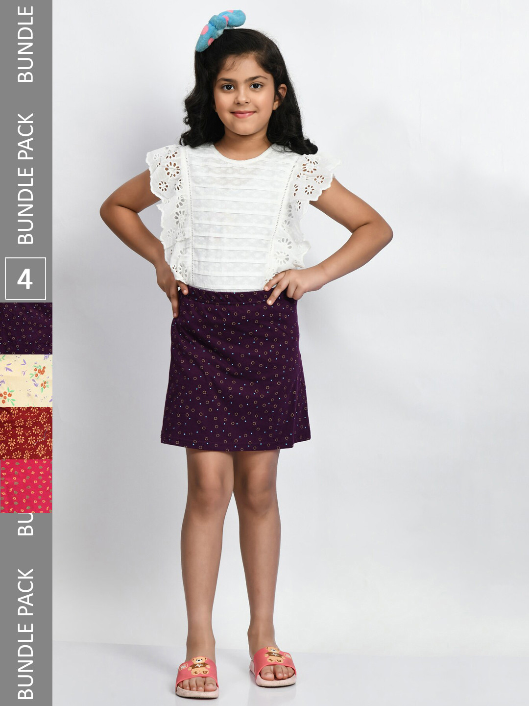 BAESD Girls Pack Of 4 Mini A-Line Pure Cotton Skirts