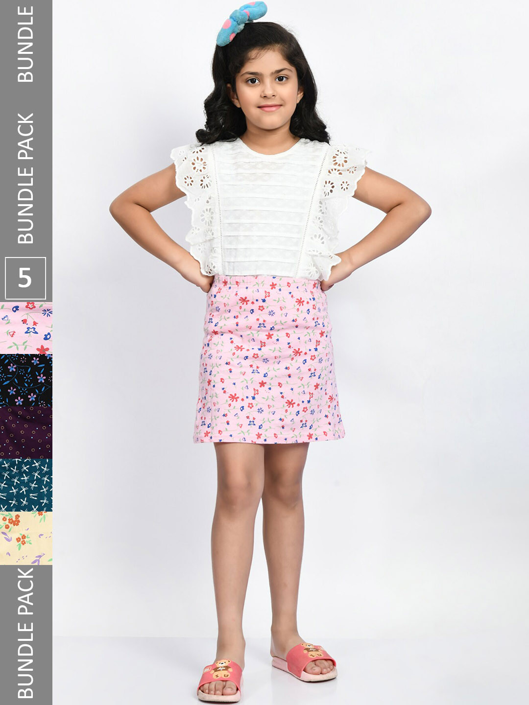 BAESD Girls Pack Of 5 Mini A-Line Pure Cotton Skirts