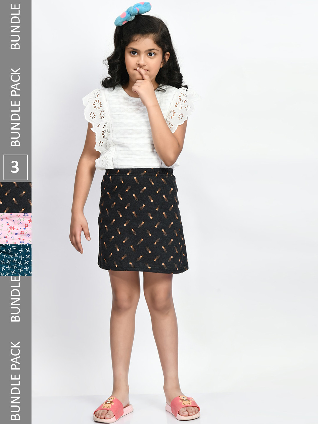 BAESD Girls Pack Of 3 Mini A-Line Pure Cotton Skirts