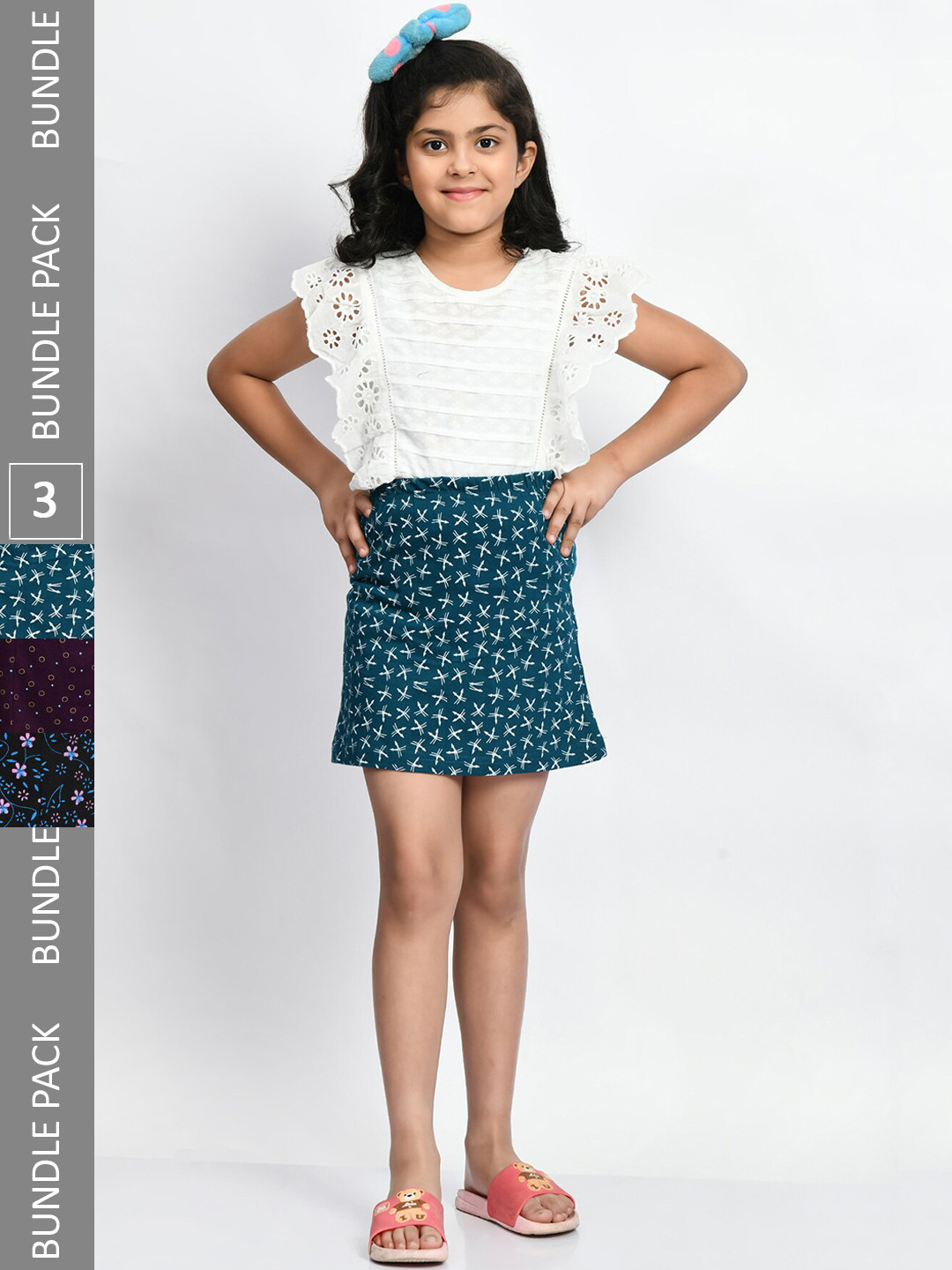 BAESD Girls Pack Of 3 Mini A-Line Pure Cotton Skirts