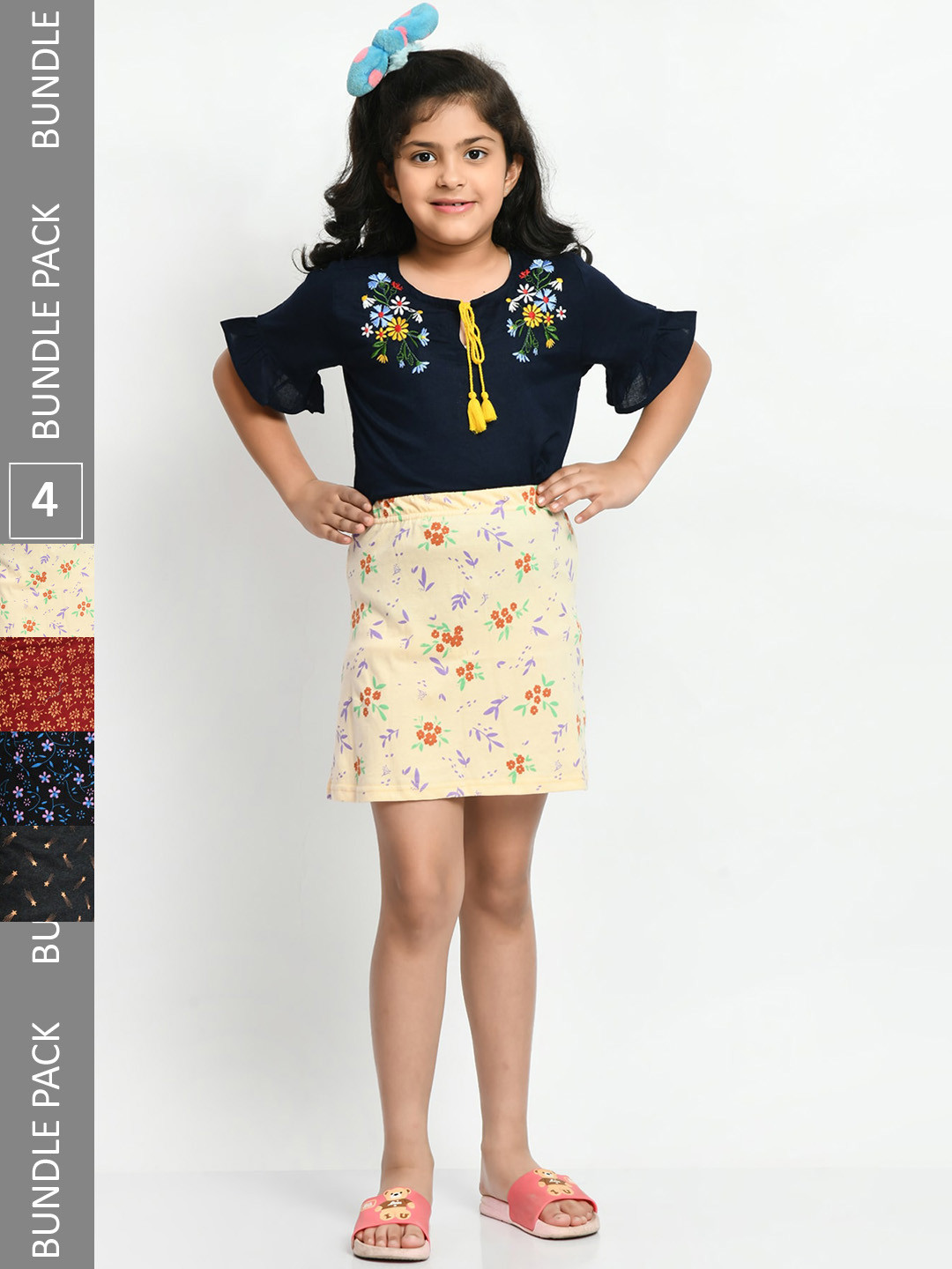 BAESD Girls Pack of 4 Straight Pure Cotton Mini Skirts