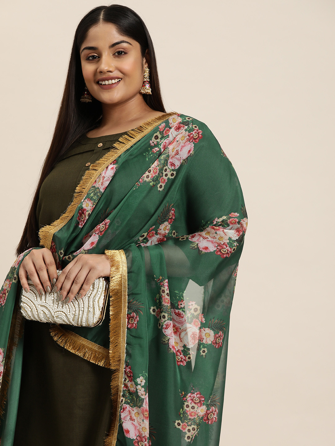 Sztori Floral Printed Organza Dupatta