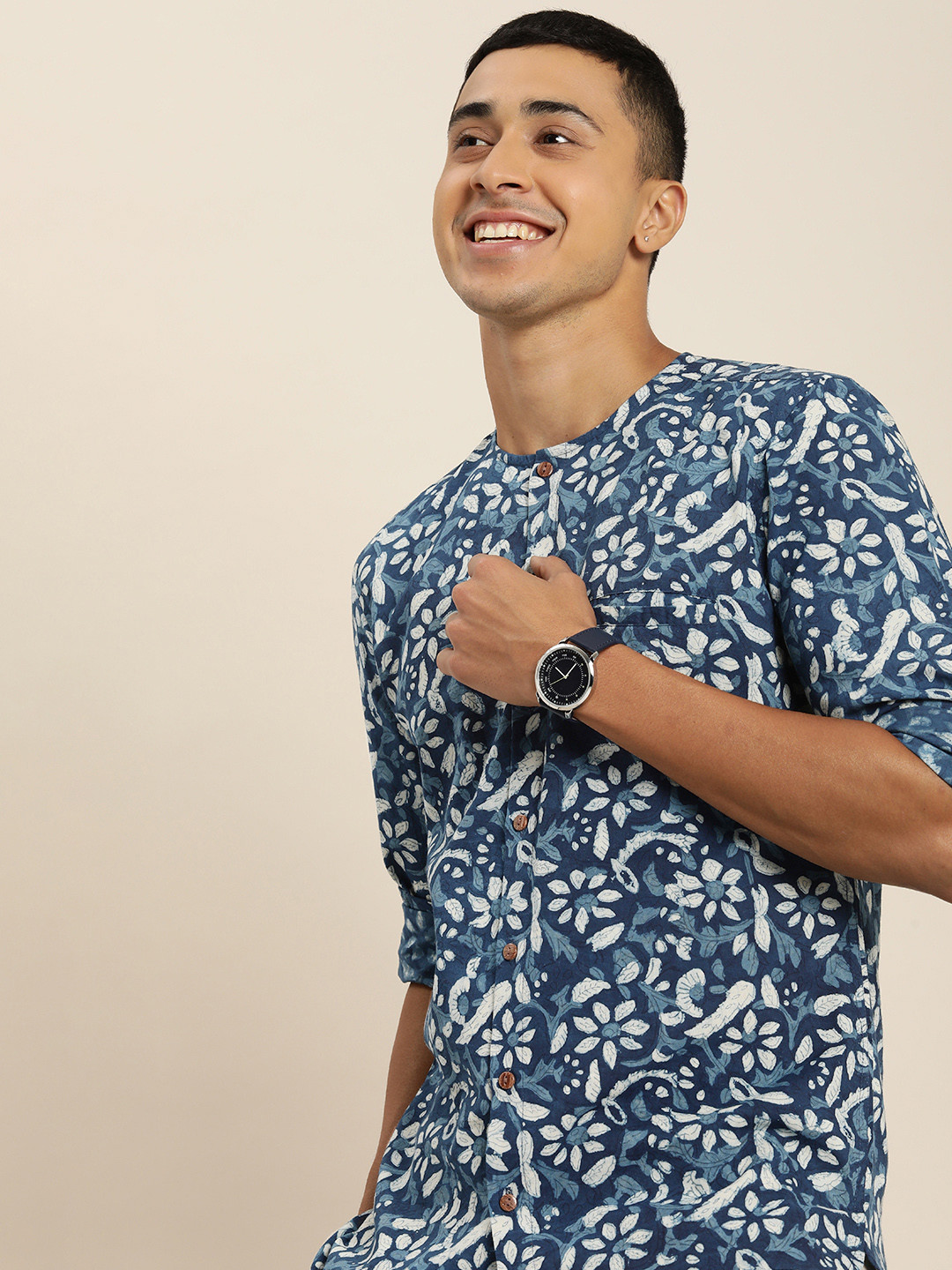 Taavi Men Classic Indigo Hand Block Printed shirt