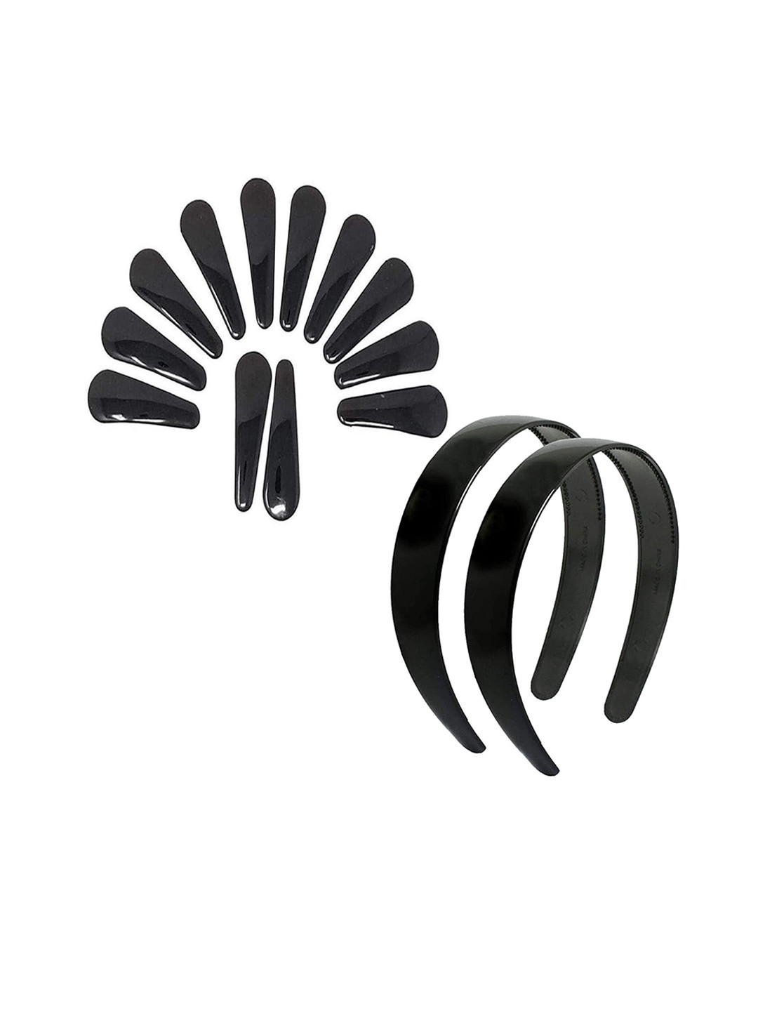 CHRONEX Set of 12 Tic Tac Hair Clips with Plain Hair Bands