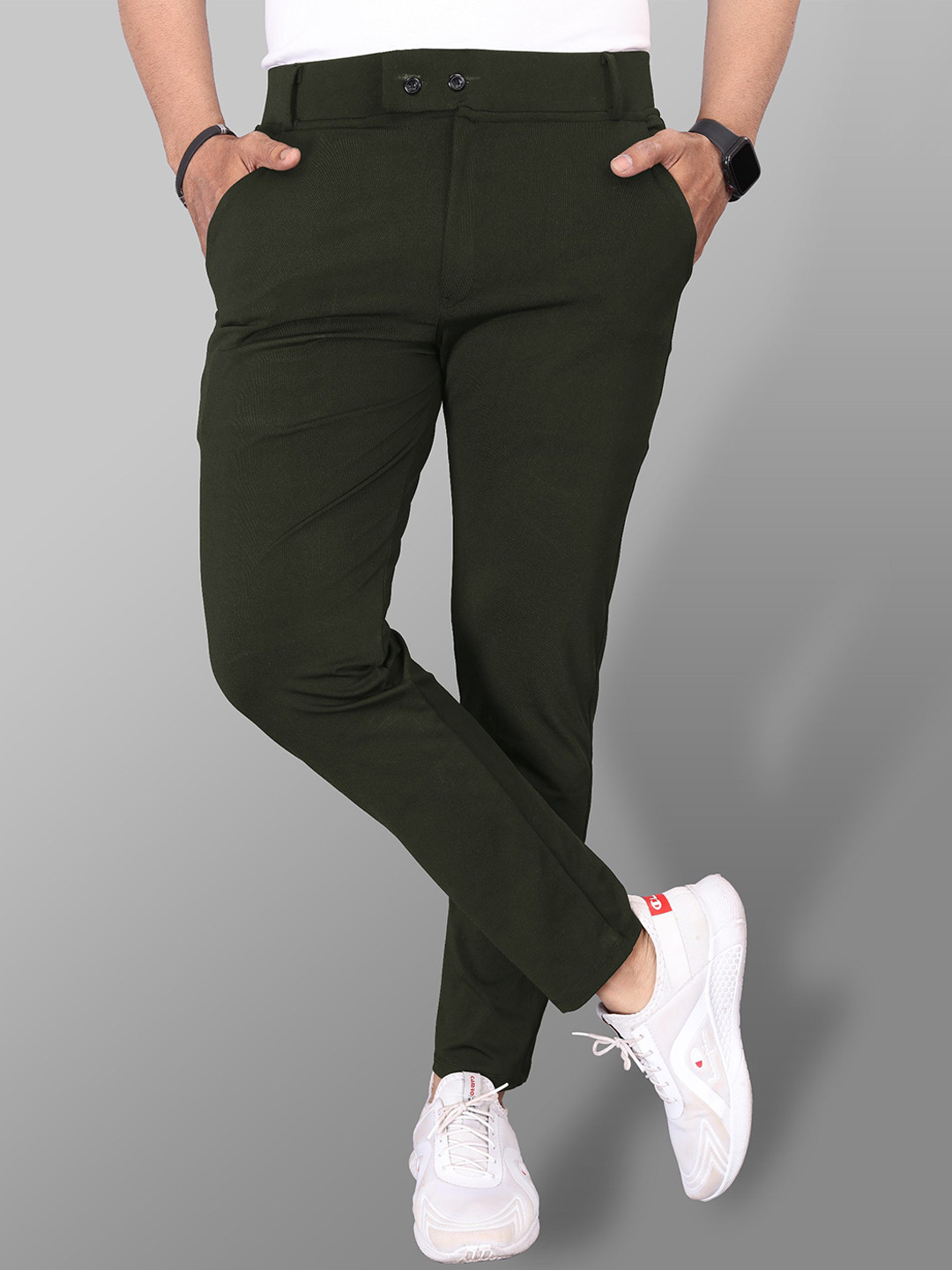 COMBRAIDED Men Relaxed Slim Fit Knitted Stretchable Trousers
