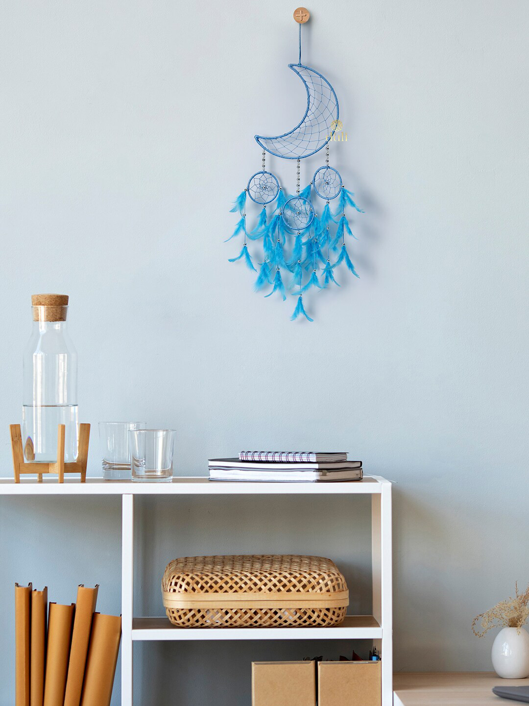 DULI Blue Crescent Moon Dreamcatcher