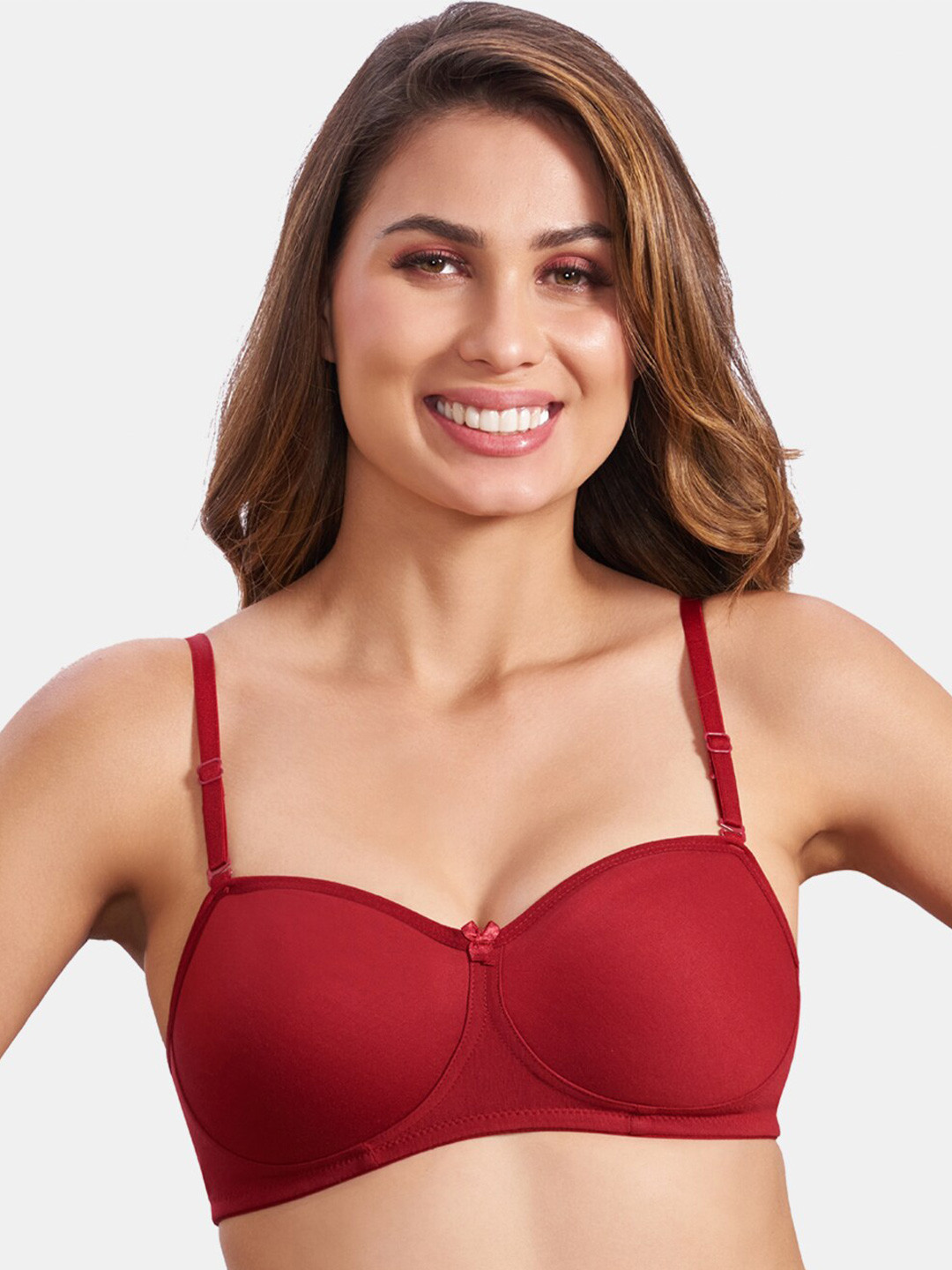 MAROON Medium Coverage Non-Wired Non-Padded Pure Cotton Balconette Bra