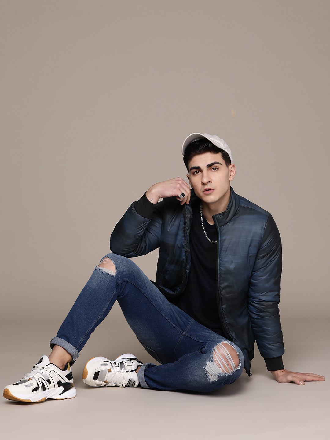 The Roadster Lifestyle Co. Abstract Print Mock Collar Bomber Jacket