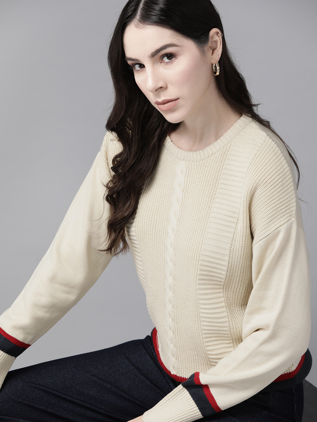The Roadster Lifestyle Co. Acrylic Fine Knit Pullover