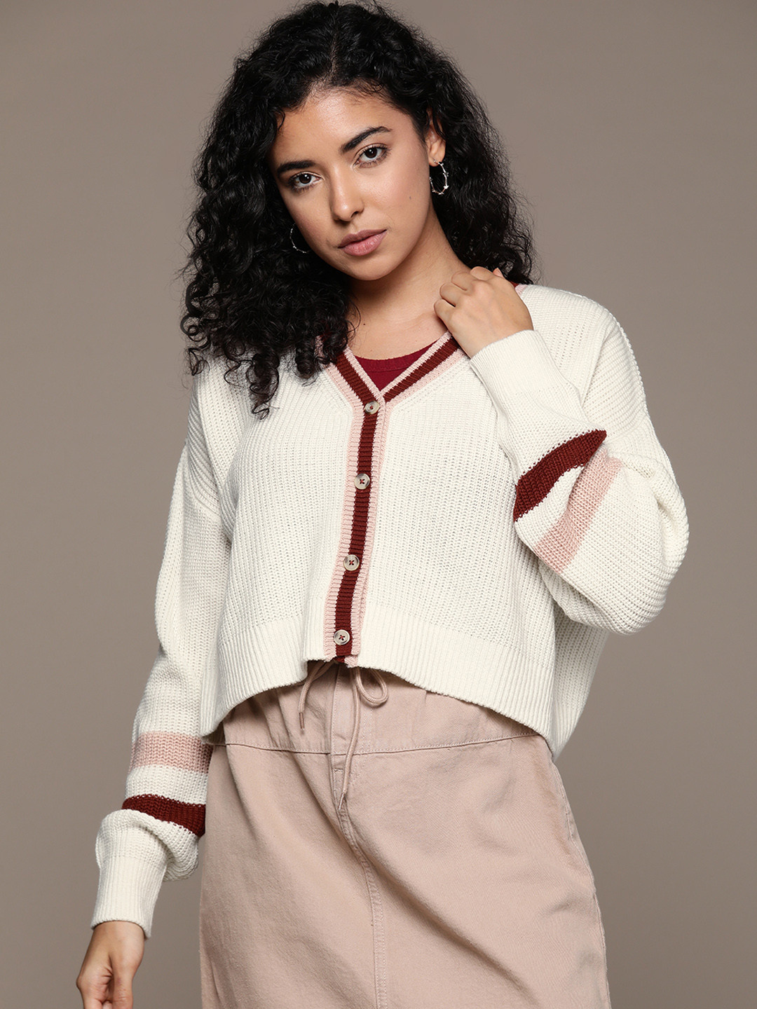 The Roadster Lifestyle Co. Contrast Tipping Cardigan