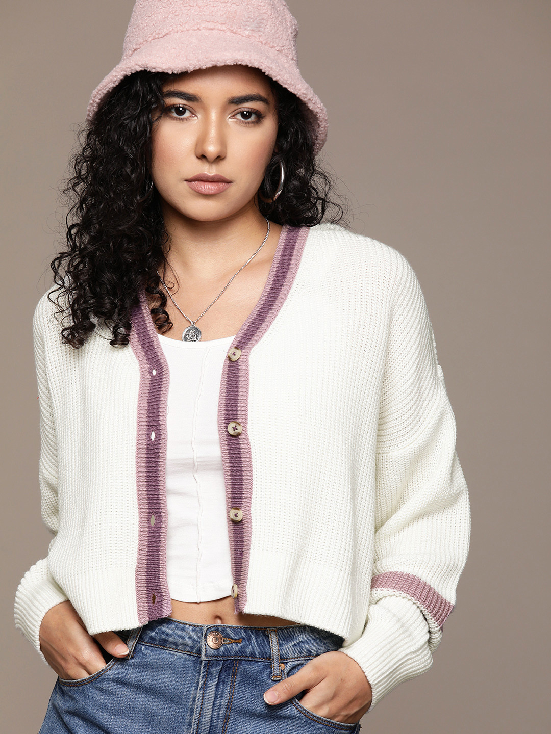 The Roadster Lifestyle Co. Self Design Acrylic Cardigan