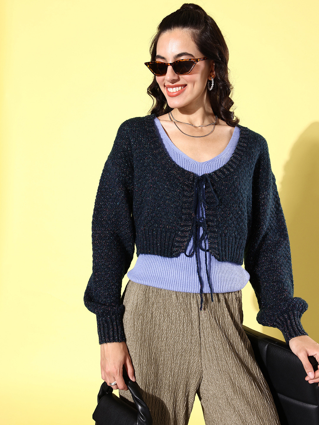 The Roadster Life Co. Cable Knitted September-Hello Monsoon-Bizz Hybrids Crop Cardigan