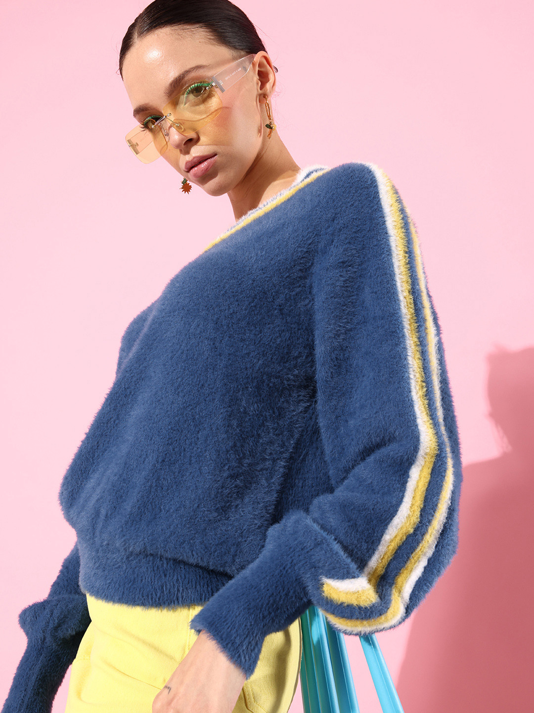 The Roadster Life Co. Solid Fuzzy Pullover Sweater