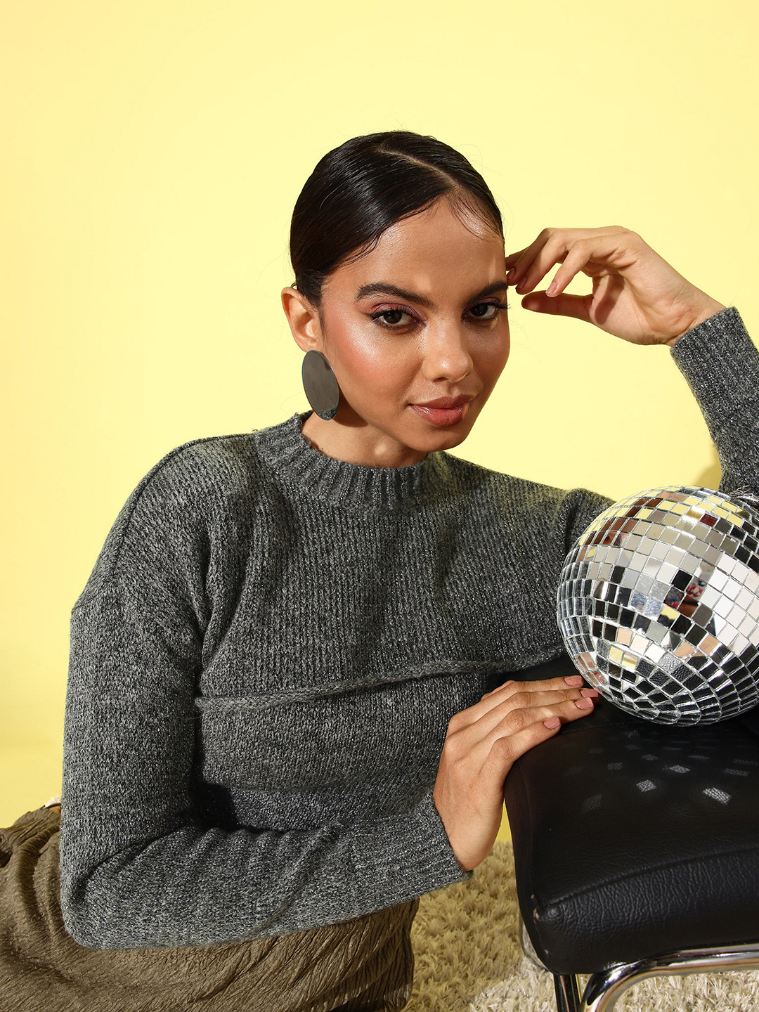 The Roadster Lifestyle Co.Women Super Cropped Pullover with Camisole