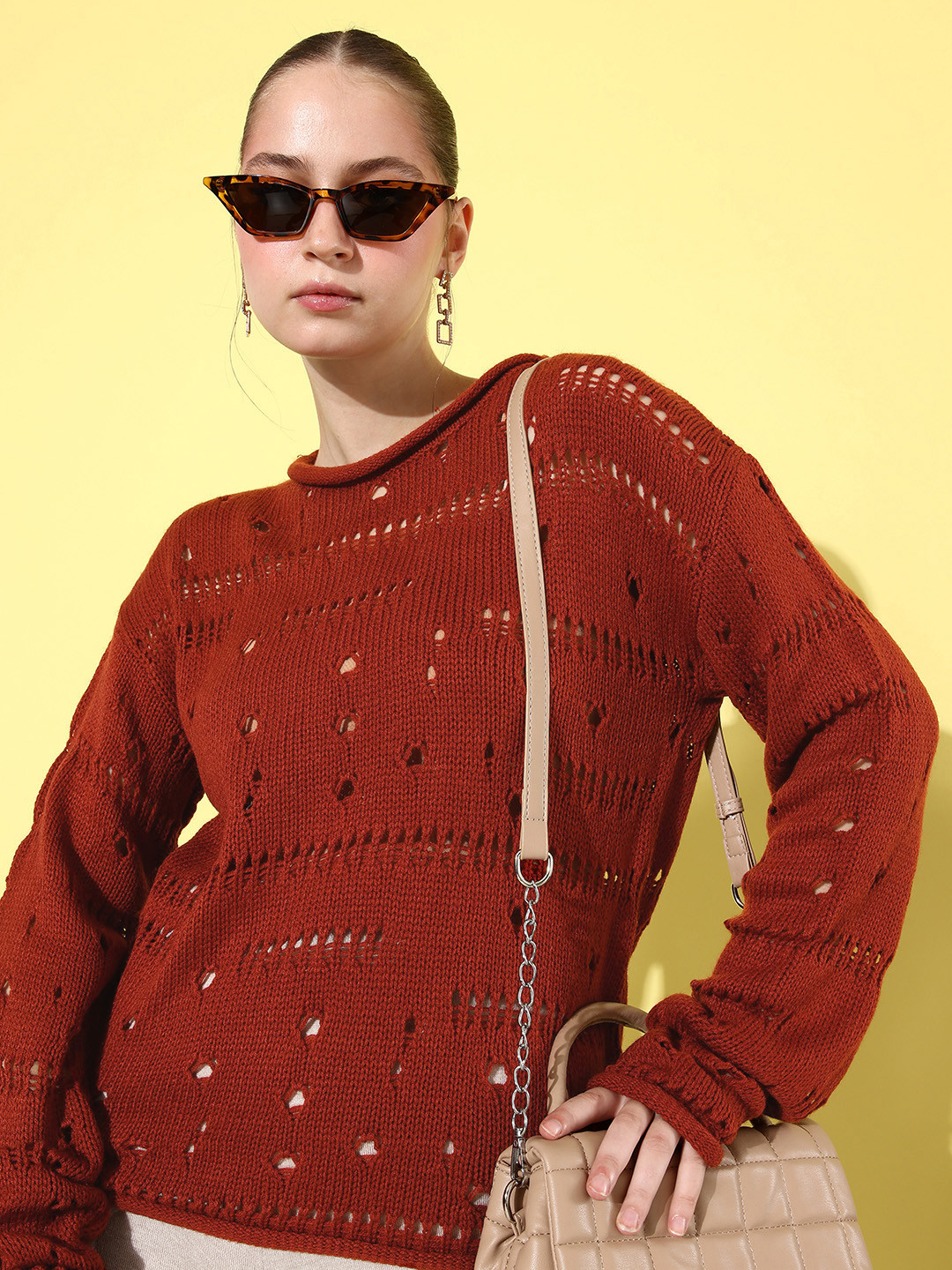 The Roadster Life Co. Open Knitted Pullover Sweater