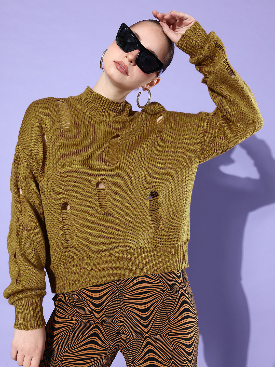 The Roadster Life Co. Distressed Detail Ribbed Pullover