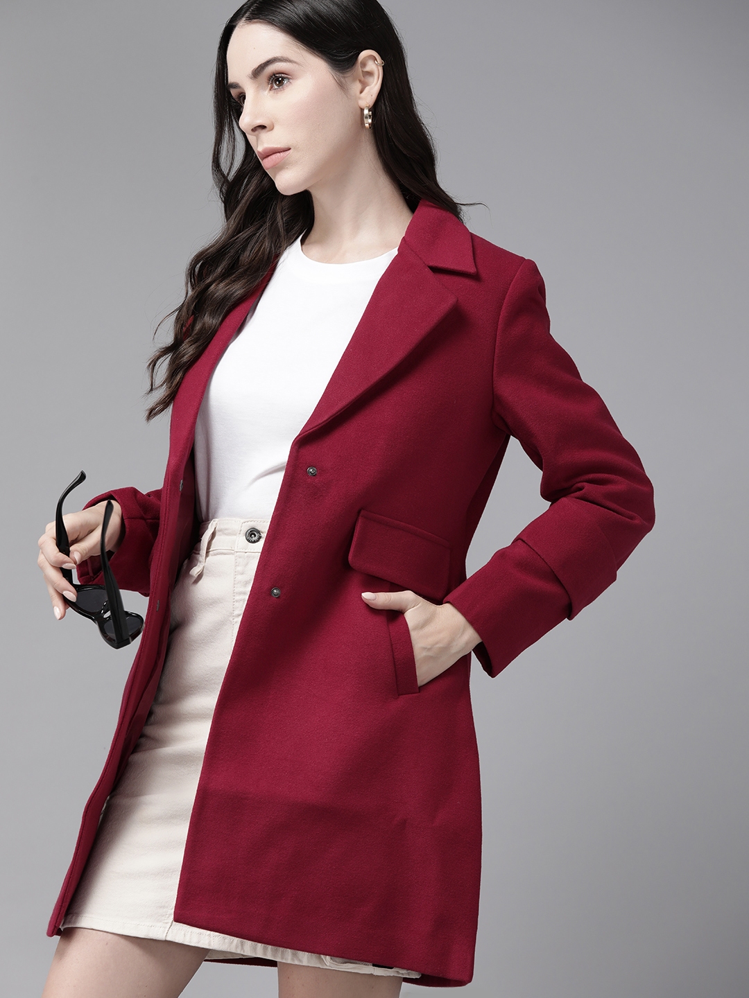 Buy The Roadster Lifestyle Co. Solid Single Breasted Overcoat Coats for Women 23071604 Myntra