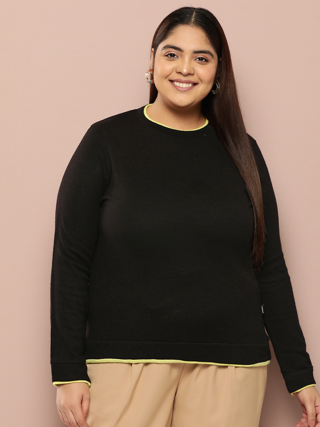 Sztori Plus Size Acrylic Round Neck Pullover