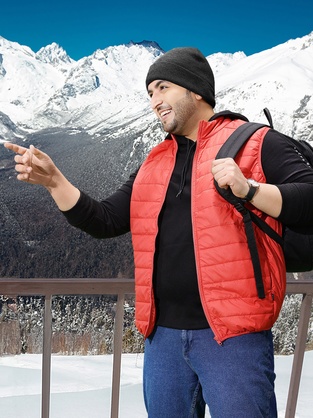 Sztori Plus Size Men Solid Sleeveless Padded Jacket