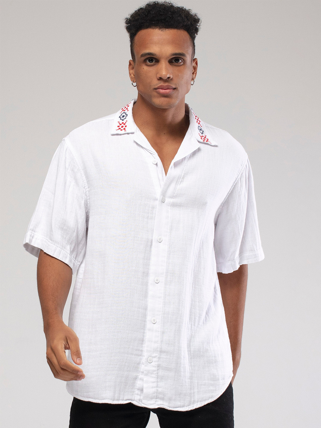 catch Men Cuban Collar Casual Shirt