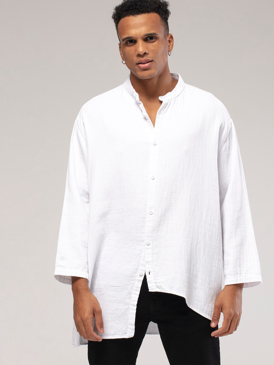 catch Men Asymmetric Hem Casual Shirt