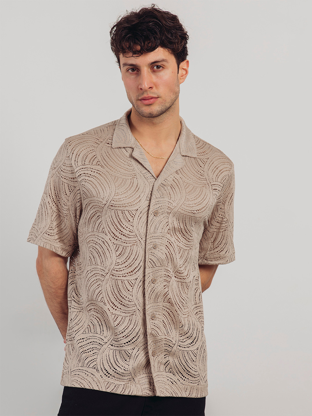 catch Men Brown Semi Sheer Casual Shirt