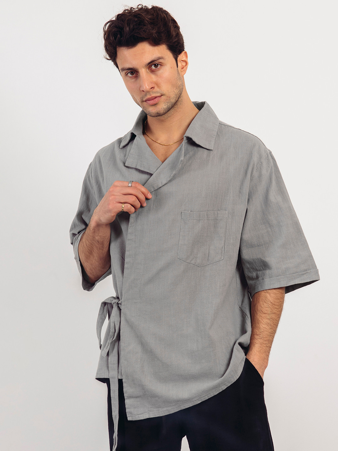 catch Pure Cotton Wrap-Style Shirt