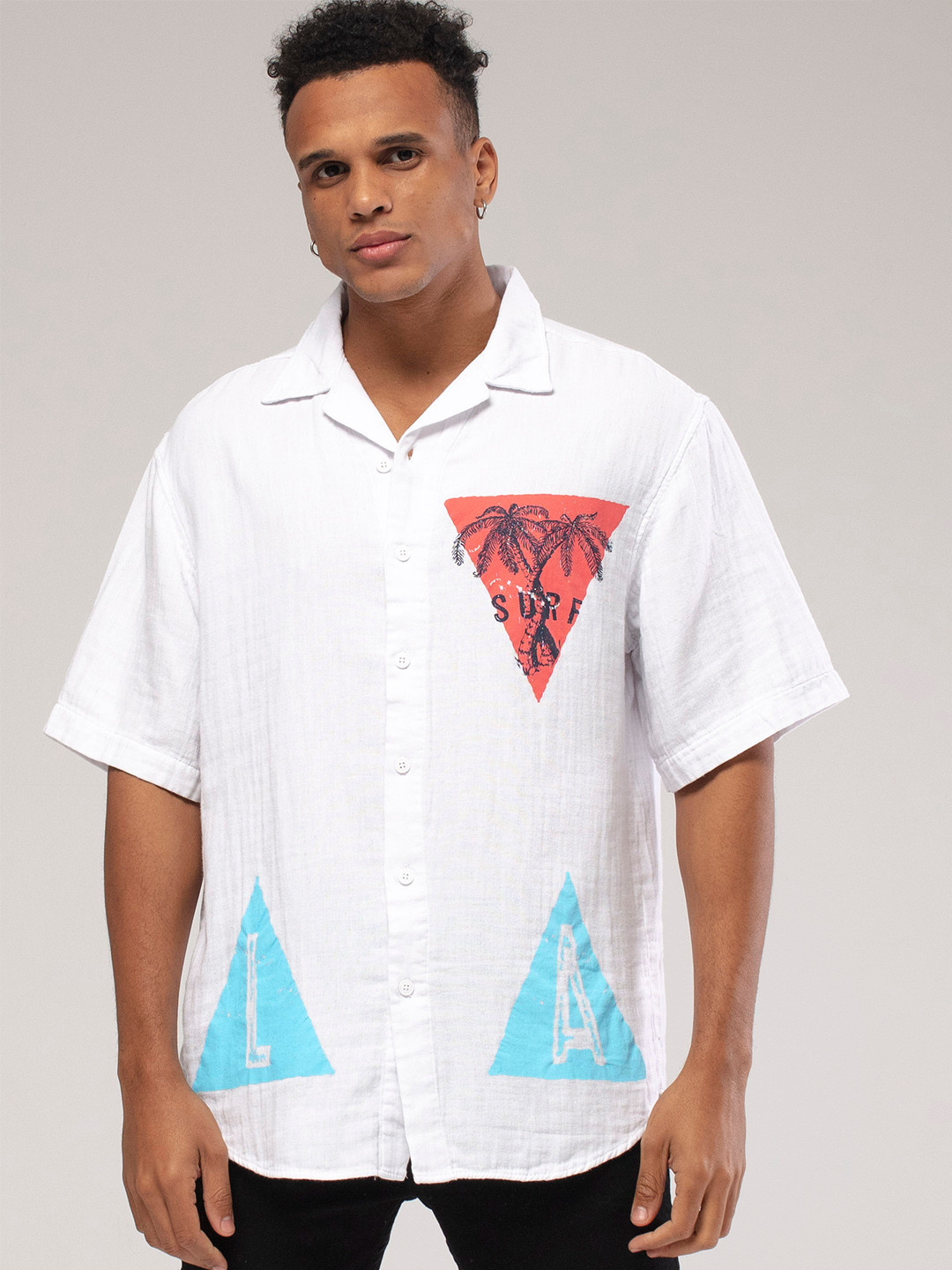 catch Men Graphic Printed Baggy Casual Shirt