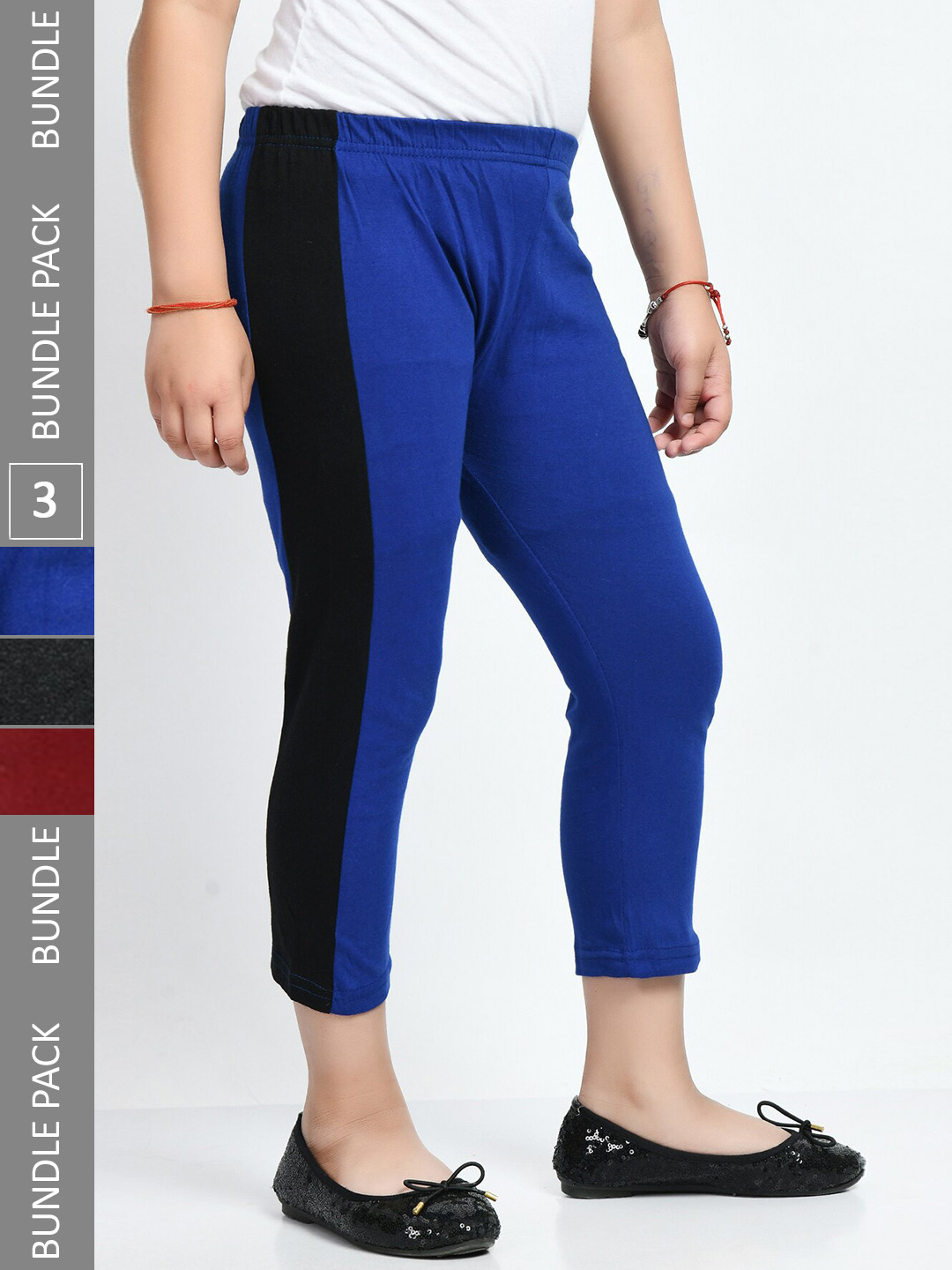 IndiWeaves Girls Maroon & Blue Capris