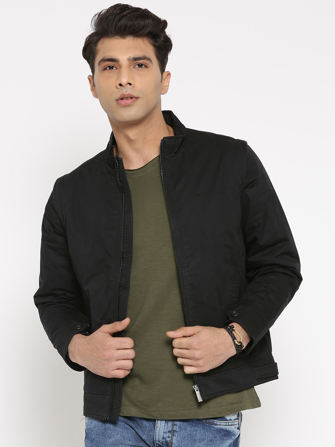 Buy Monte Carlo Men Black Solid Jacket With Detachable Sleeves