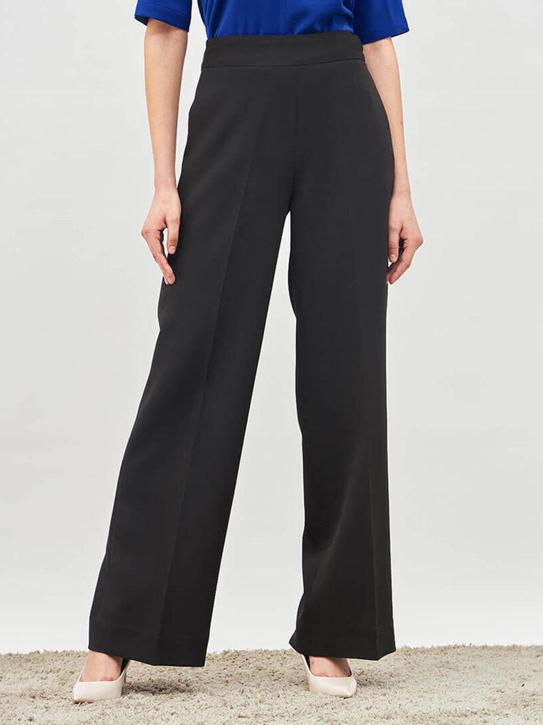 SALT ATTIRE Women High-Rise Flared Wrinkle Free Parallel Trousers