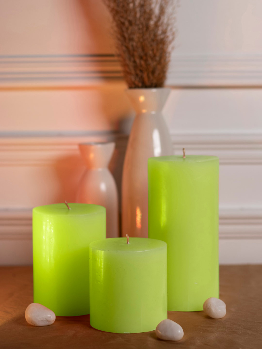 Dhrohar Oriental elegance 3Pcs 1 Wick Tuberose Solid Geometric Regular Pillar Candles