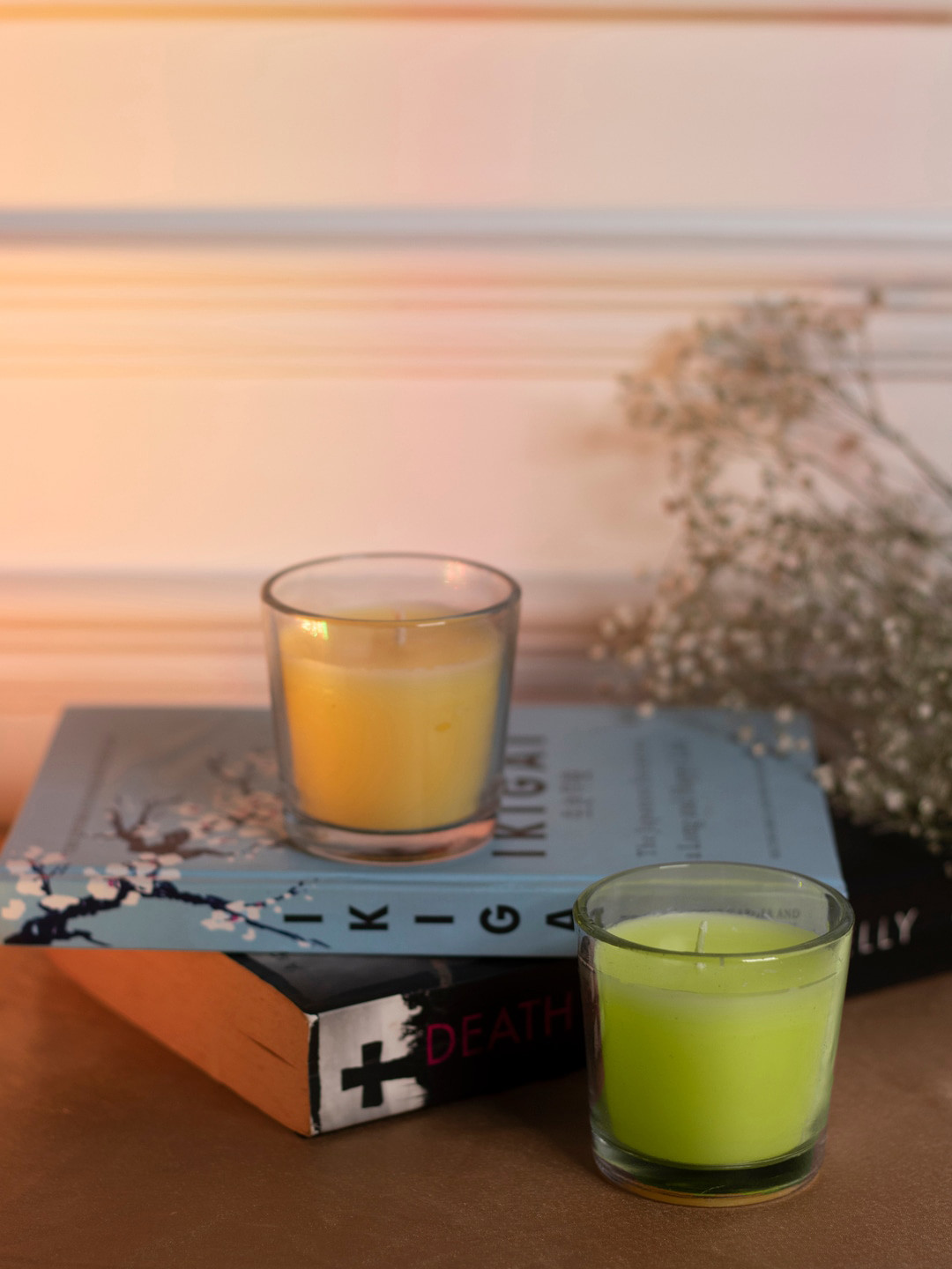 Dhrohar Oriental elegance 2Pcs Tuberose and Coffee ivory Solid Jar Candles