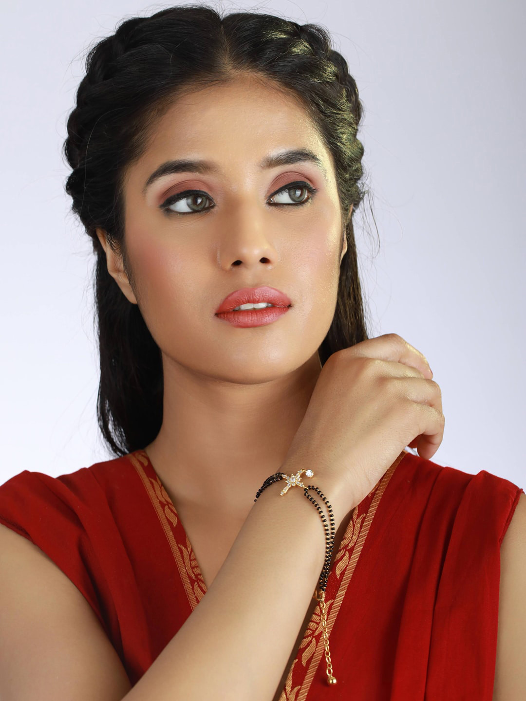 Anouk Gold-Plated AD Stone-Studded & Beaded Hand Mangalsutra