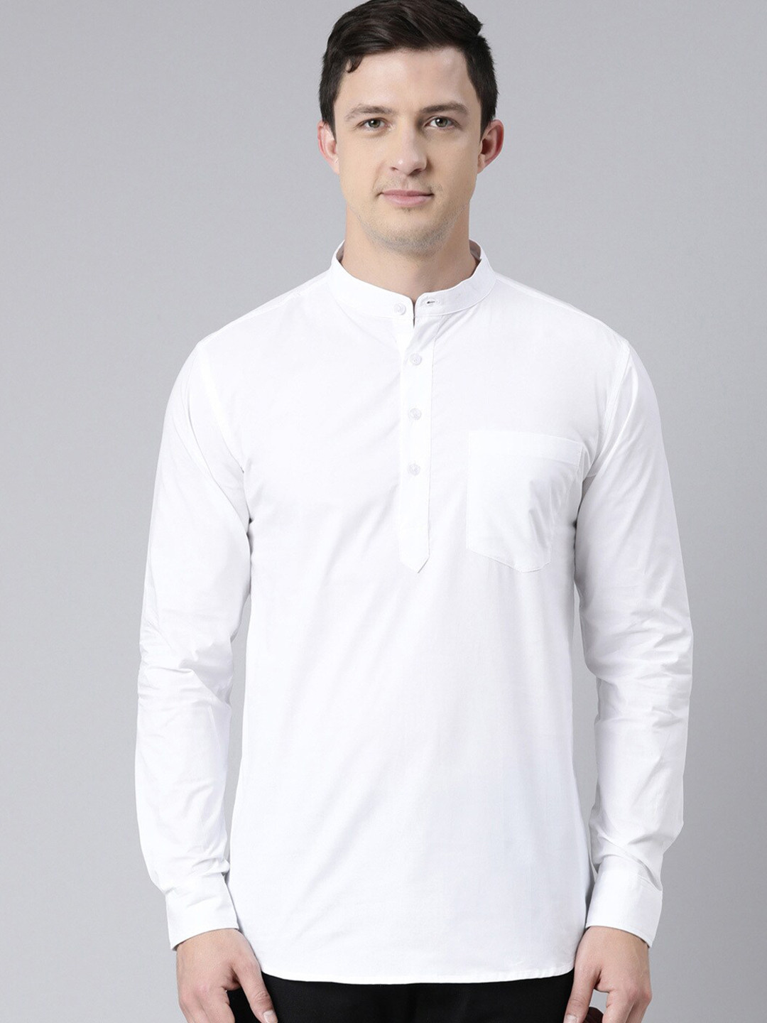 Kryptic Pure Cotton Mandarin Collar Short Kurta