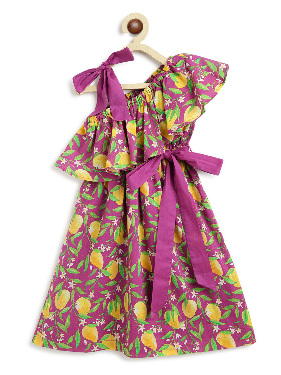 Tiber Taber Girls Conversational Printed Cotton Fit & Flare Dress