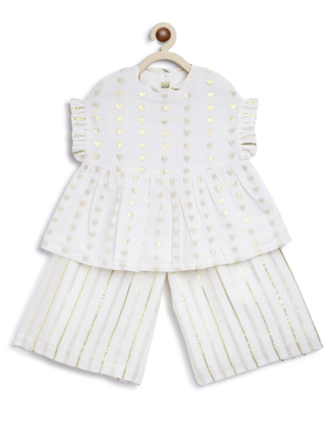 Tiber Taber Girls Printed Pure Cotton Top with Culottes