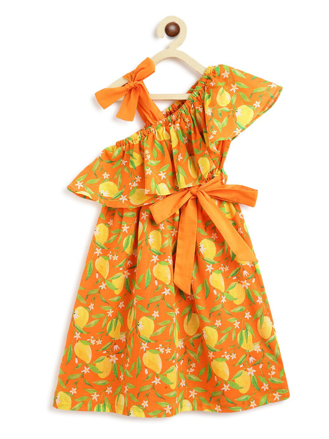 Tiber Taber Girls Conversational Printed Cotton Fit & Flare Dress