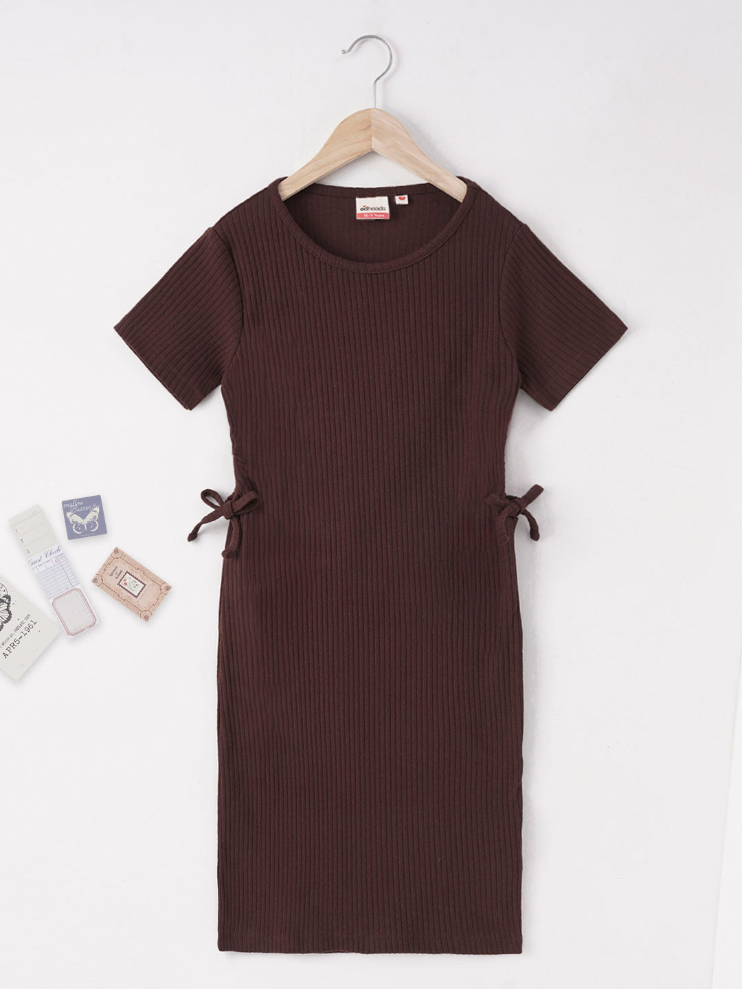 edheads Girls Ribbed Side Cut-Outs Cotton Dress